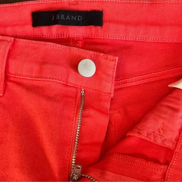 J BRAND Denim Skinny Jeans Coral Raw Hem Kalani Size 26 Mid Rise Ankle