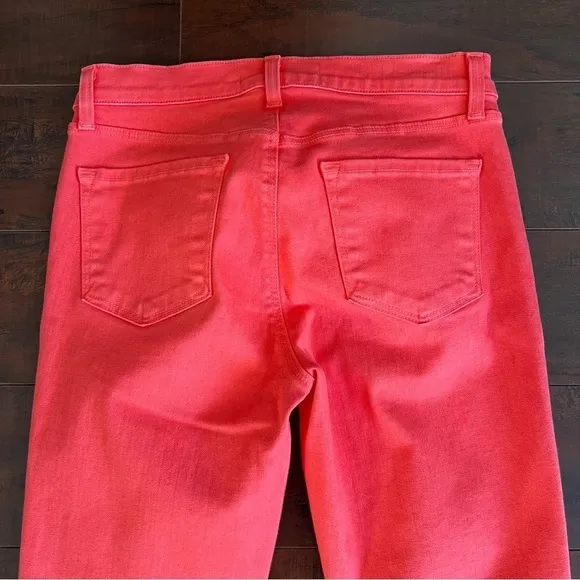 J BRAND Denim Skinny Jeans Coral Raw Hem Kalani Size 26 Mid Rise Ankle