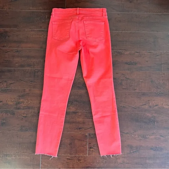J BRAND Denim Skinny Jeans Coral Raw Hem Kalani Size 26 Mid Rise Ankle