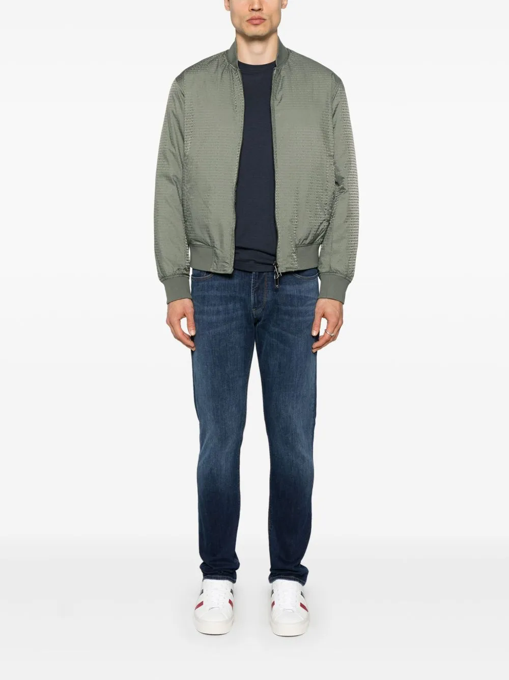 Jacquard nylon bomber jacket