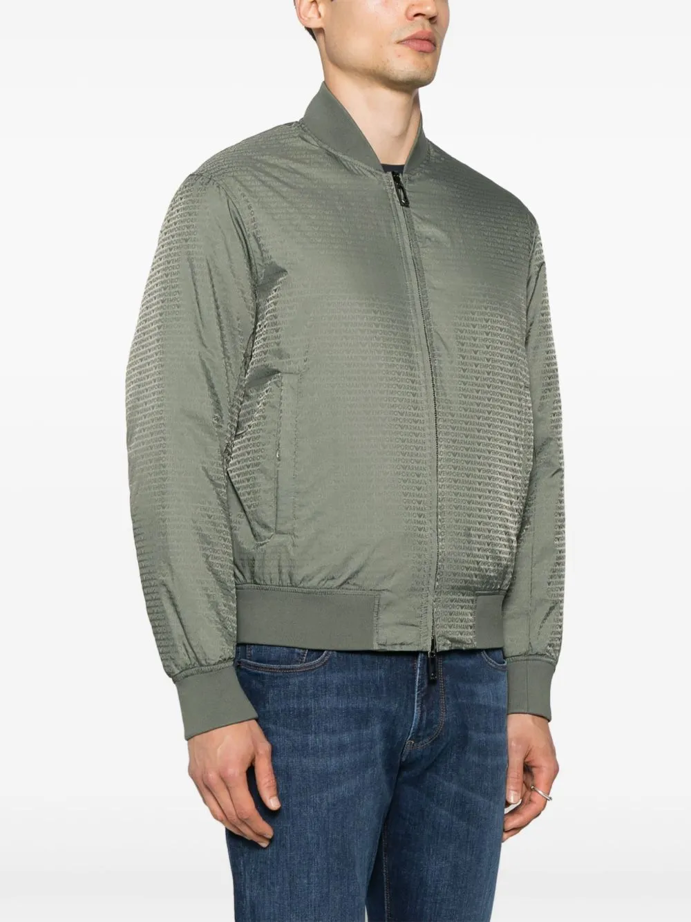 Jacquard nylon bomber jacket