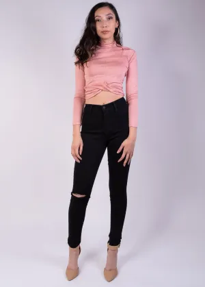 Jessica High Rise Knee Cut Skinny Jeans