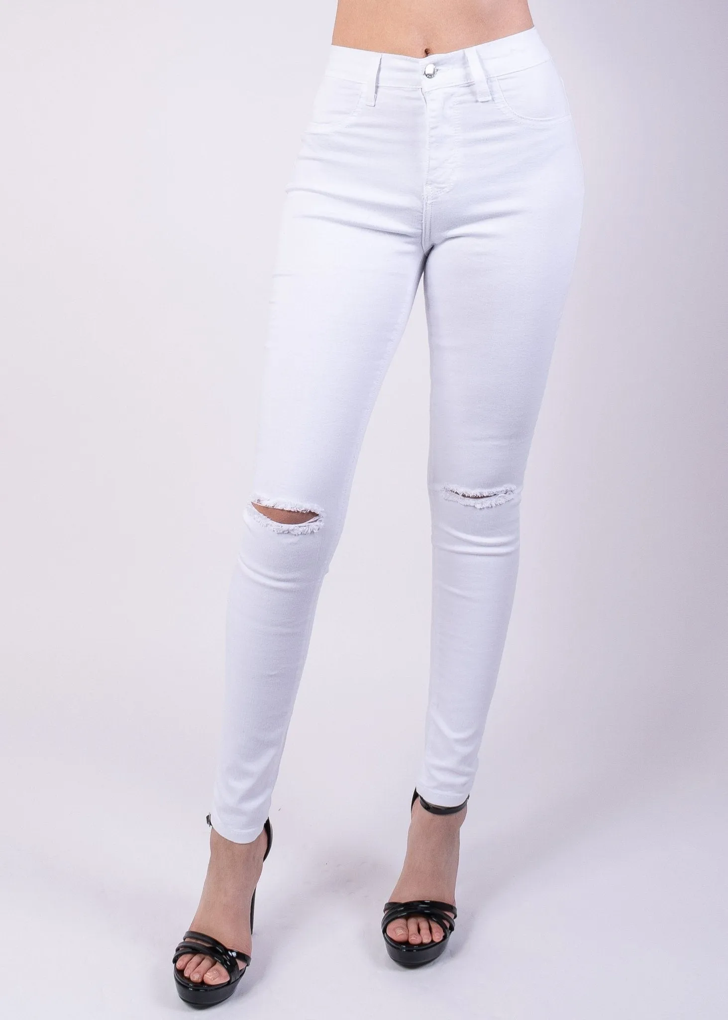 Jessica High Rise Knee Cut Skinny Jeans