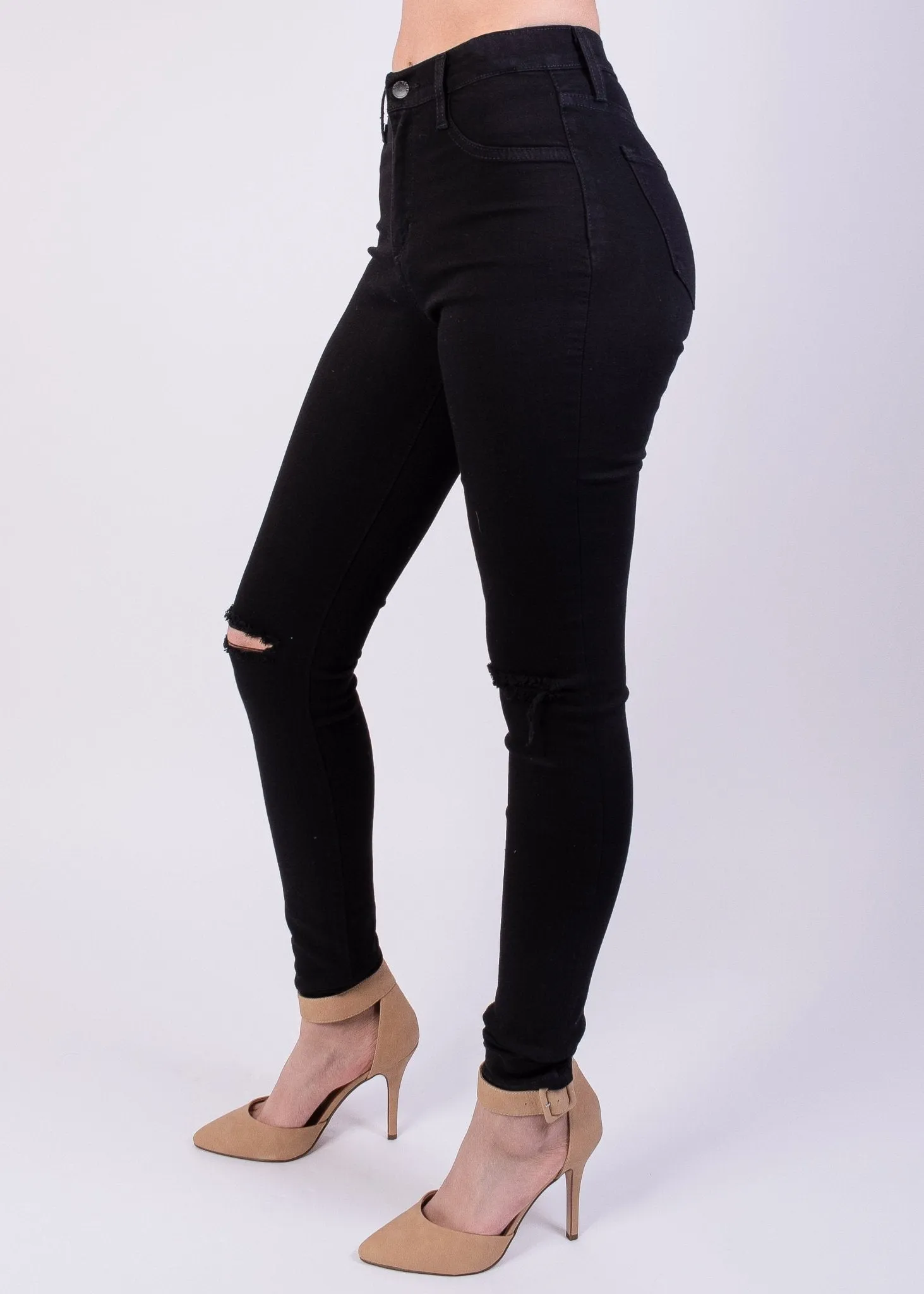 Jessica High Rise Knee Cut Skinny Jeans