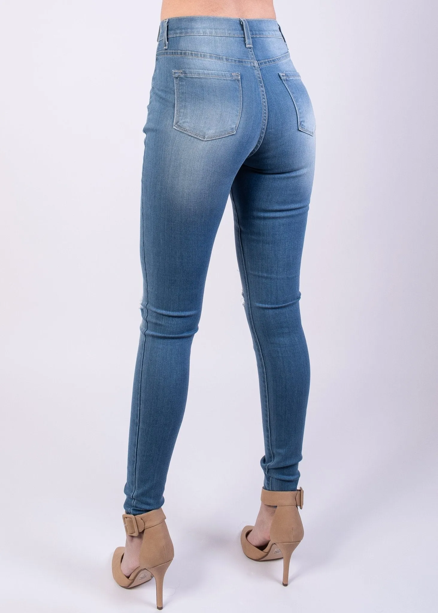 Jessica High Rise Knee Cut Skinny Jeans