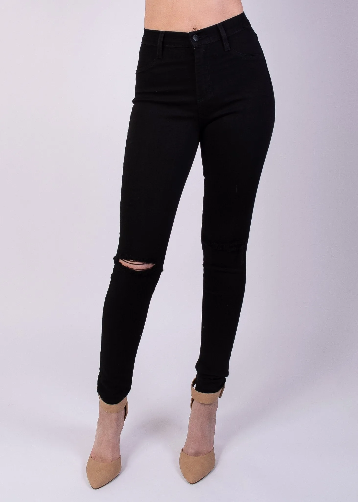 Jessica High Rise Knee Cut Skinny Jeans