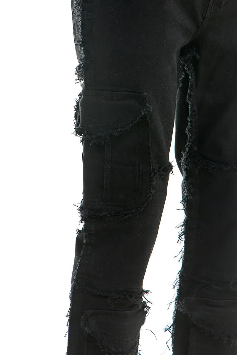Jet Black Cargo Skinny Jeans - Skinny Fit