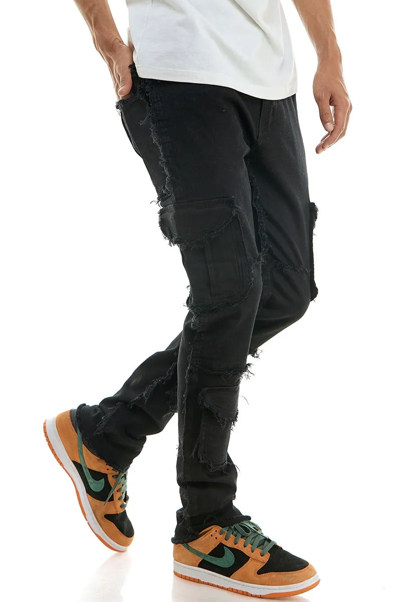 Jet Black Cargo Skinny Jeans - Skinny Fit
