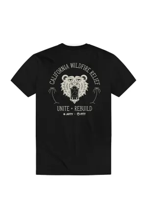 Jetty California Wildfire Relief T-Shirt for Men in Black | SDCALI-MTBLK