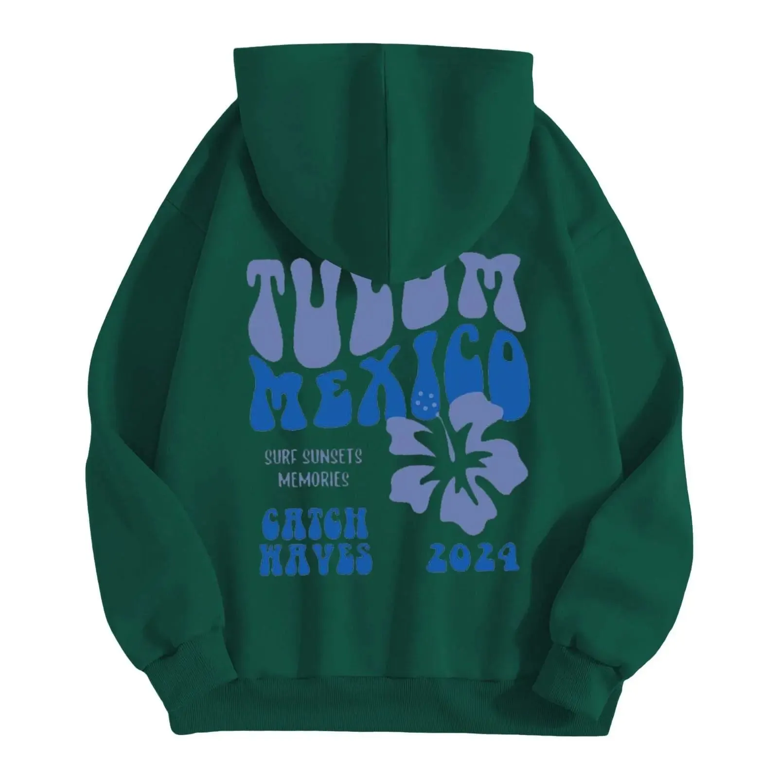 JIOEEH 2024 preppy sweatshirt Preppy Casual Letter Floral Print Sweatshirt Drawstring Oversized Graphic Pullover Cute Hoodies girls zip up hoodies size 10-12(2-GreenXL)