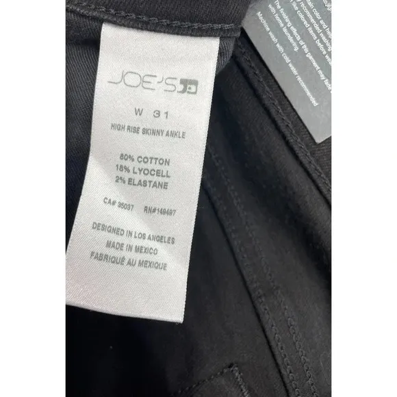 Joe's Flawless Womens Jeans Size 31 Black Denim High Rise Skinny Ankle