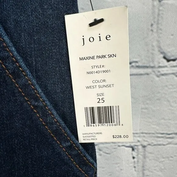 Joie Women's Maxine Park Skinny High Rise Button Front 4 Pocket Jeans, Dark Wash