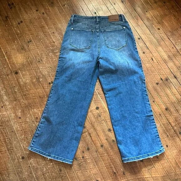 Judy Blue distressed wide leg 5/27 boutique braided trouser jeans