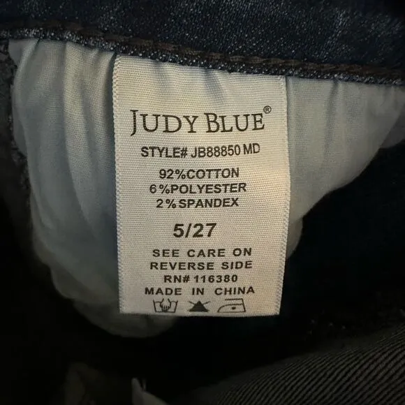 Judy Blue distressed wide leg 5/27 boutique braided trouser jeans