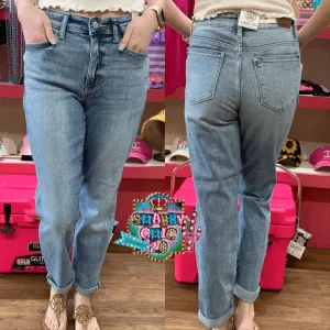 Judy Light Wash Cuffed Jeans - Non Distressed