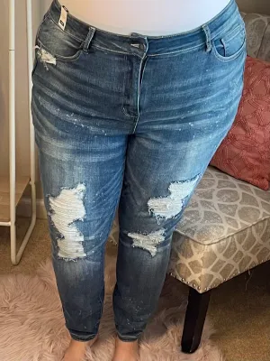 Just Do It Bleach Splatter Skinny Jeans - Judy Blue