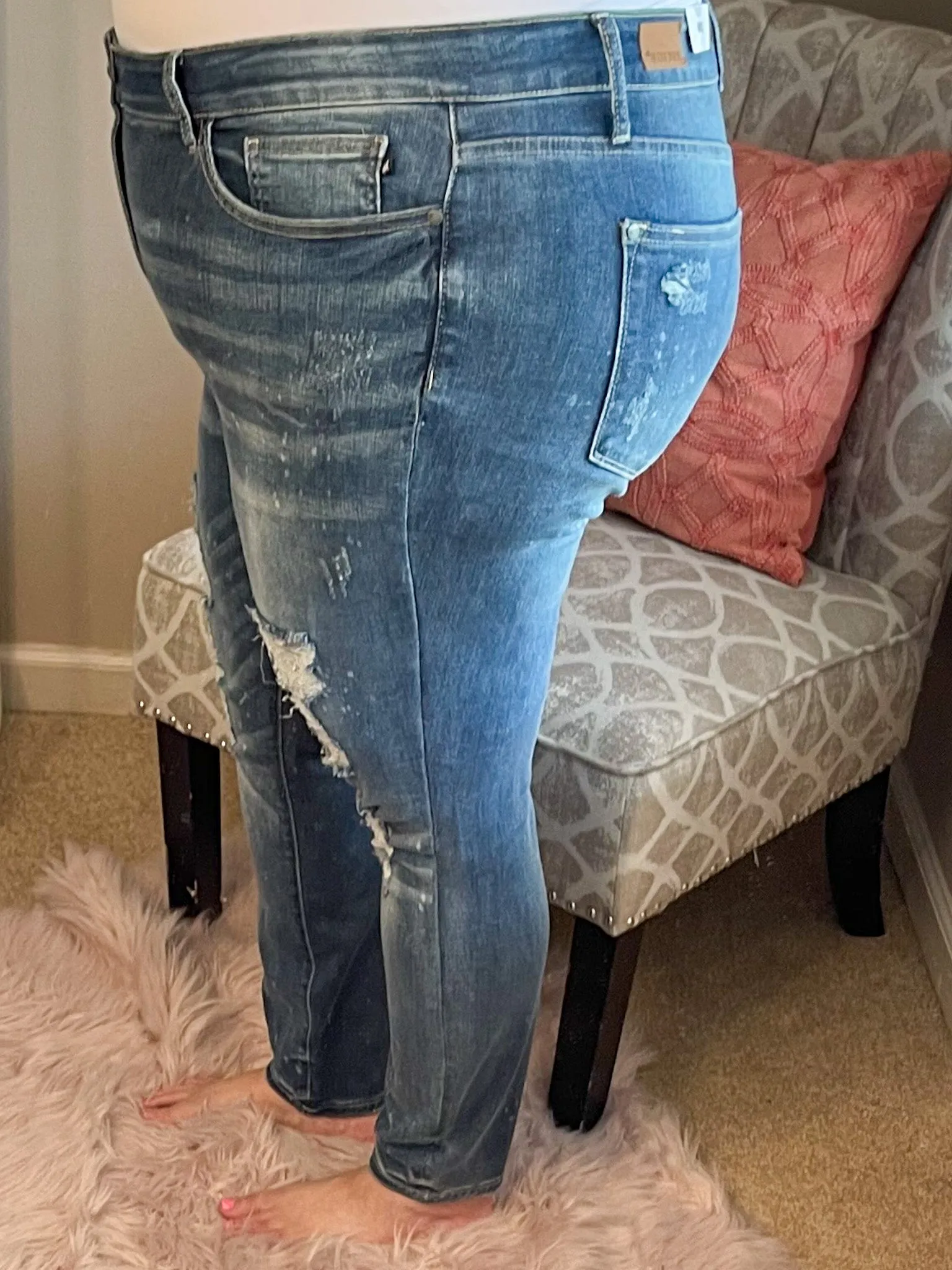 Just Do It Bleach Splatter Skinny Jeans - Judy Blue