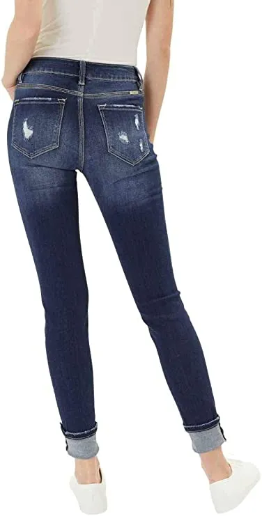 Kan Can Women's High Rise Button Fly Super Skinny Jeans (6192D, 3/25)