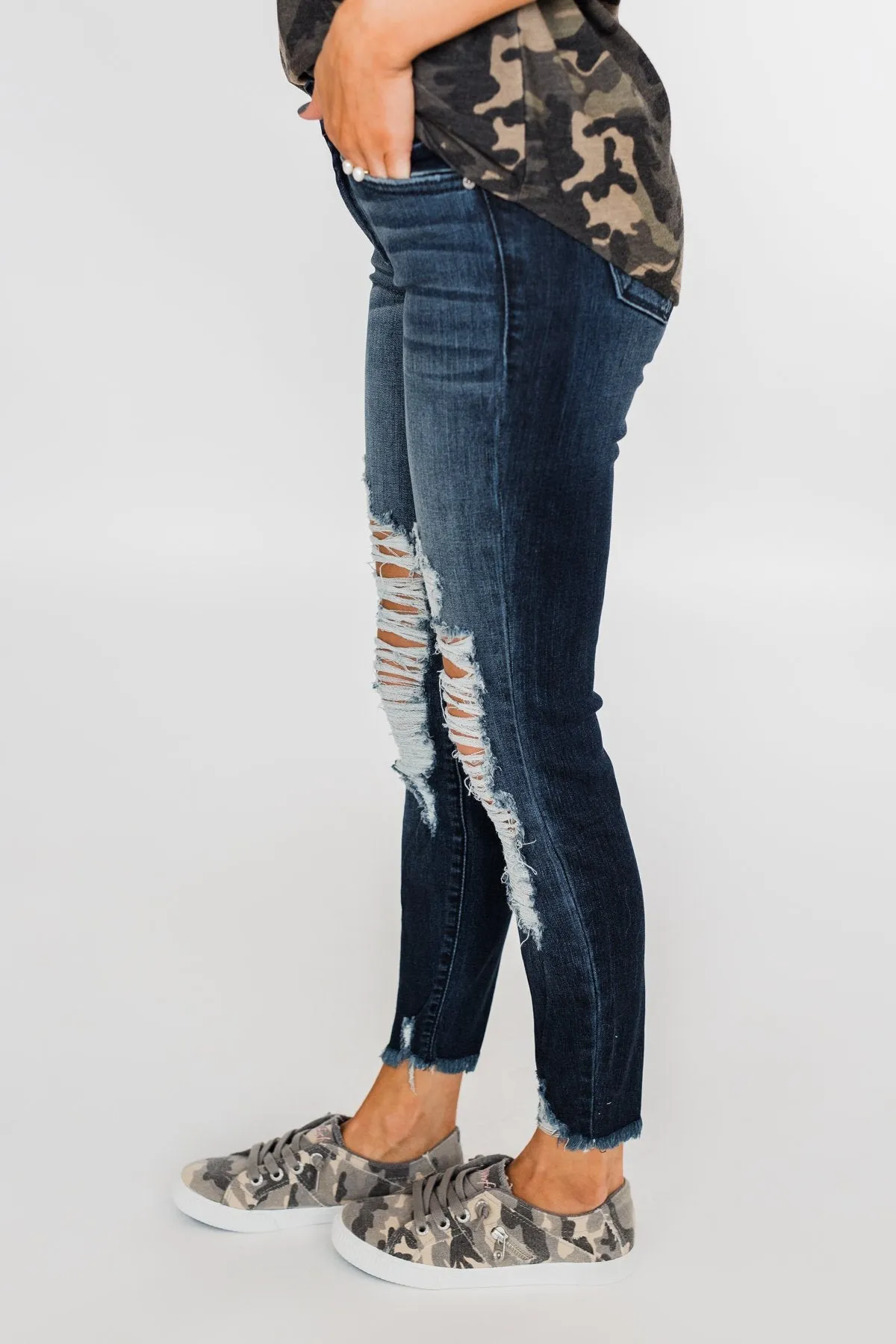 KanCan Raw Hem Skinny Jeans- Clara Wash