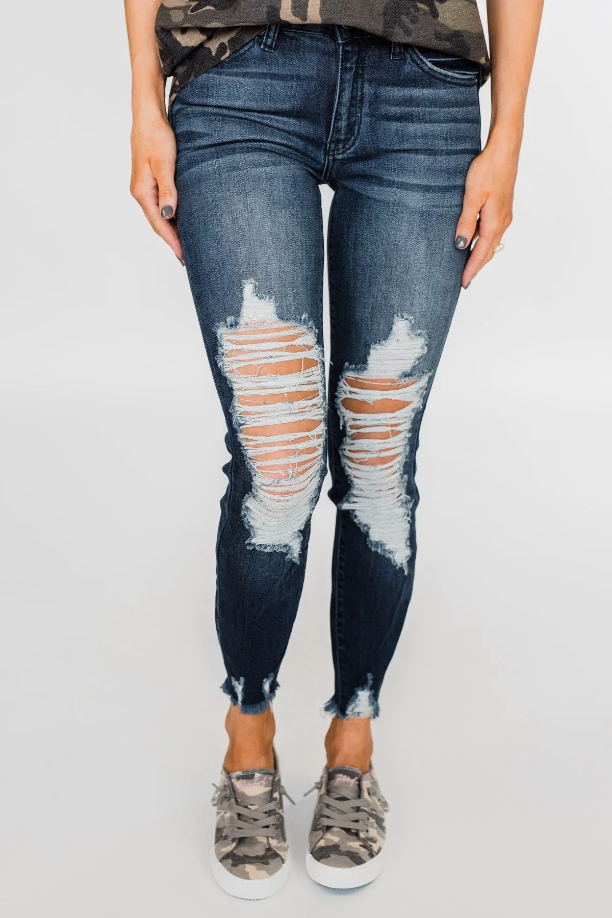 KanCan Raw Hem Skinny Jeans- Clara Wash