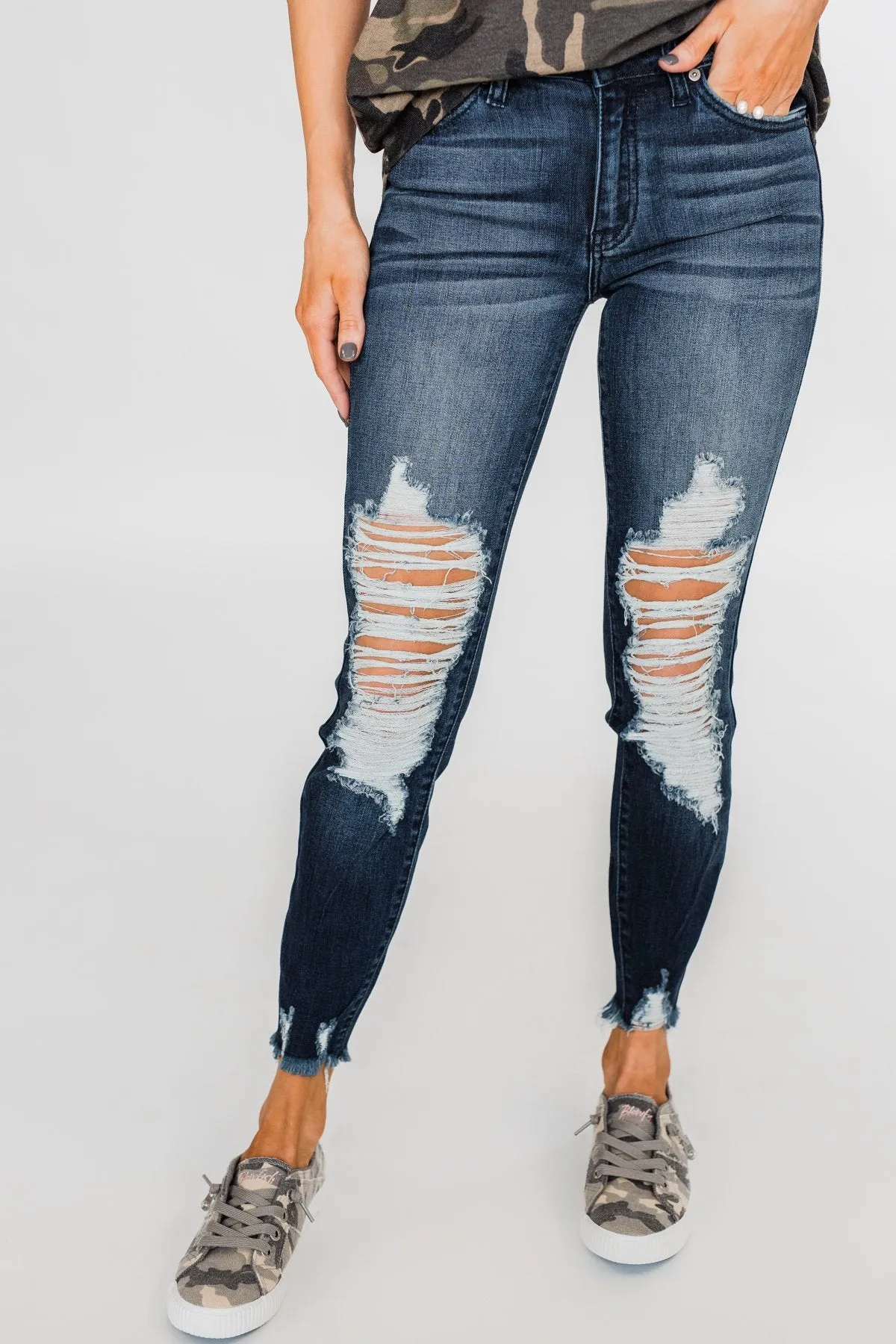 KanCan Raw Hem Skinny Jeans- Clara Wash