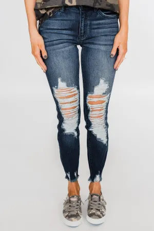 KanCan Raw Hem Skinny Jeans- Clara Wash
