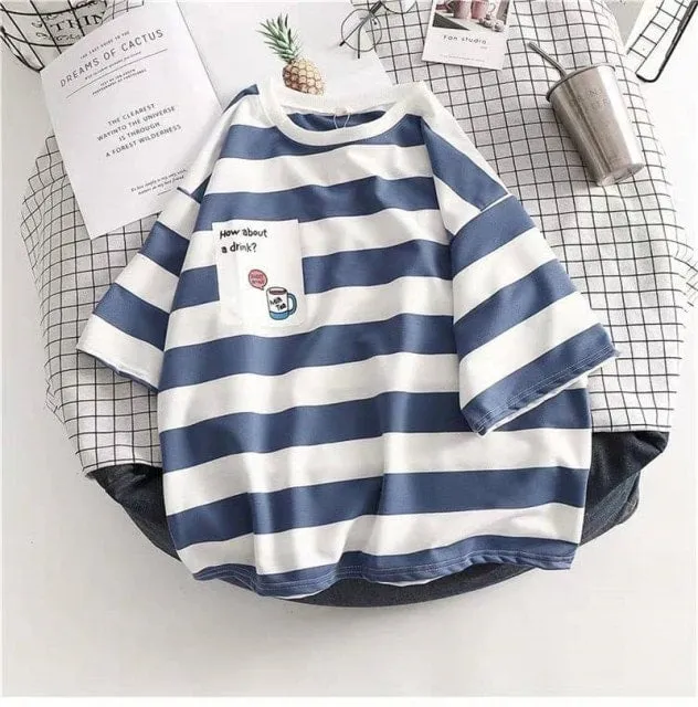 Kawaii Cute Casual Striped T-shirt