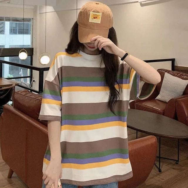 Kawaii Cute Casual Striped T-shirt