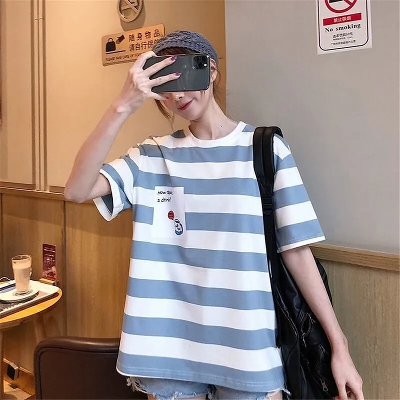 Kawaii Cute Casual Striped T-shirt
