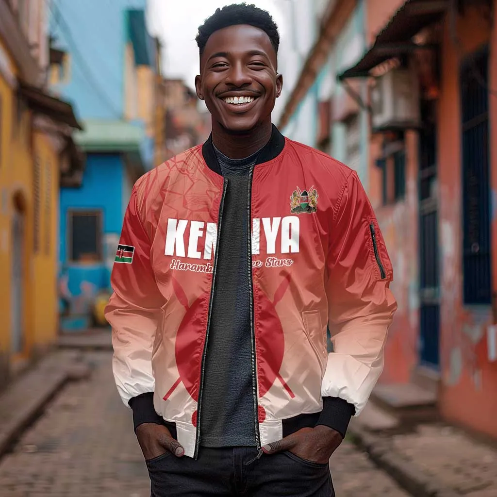 Kenya Football Custom Sleeve Zip Bomber Jacket Go Harambee Stars Go LT15