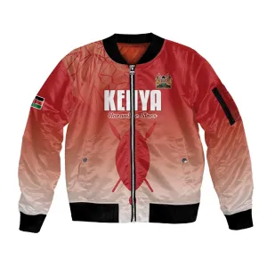 Kenya Football Custom Sleeve Zip Bomber Jacket Go Harambee Stars Go LT15
