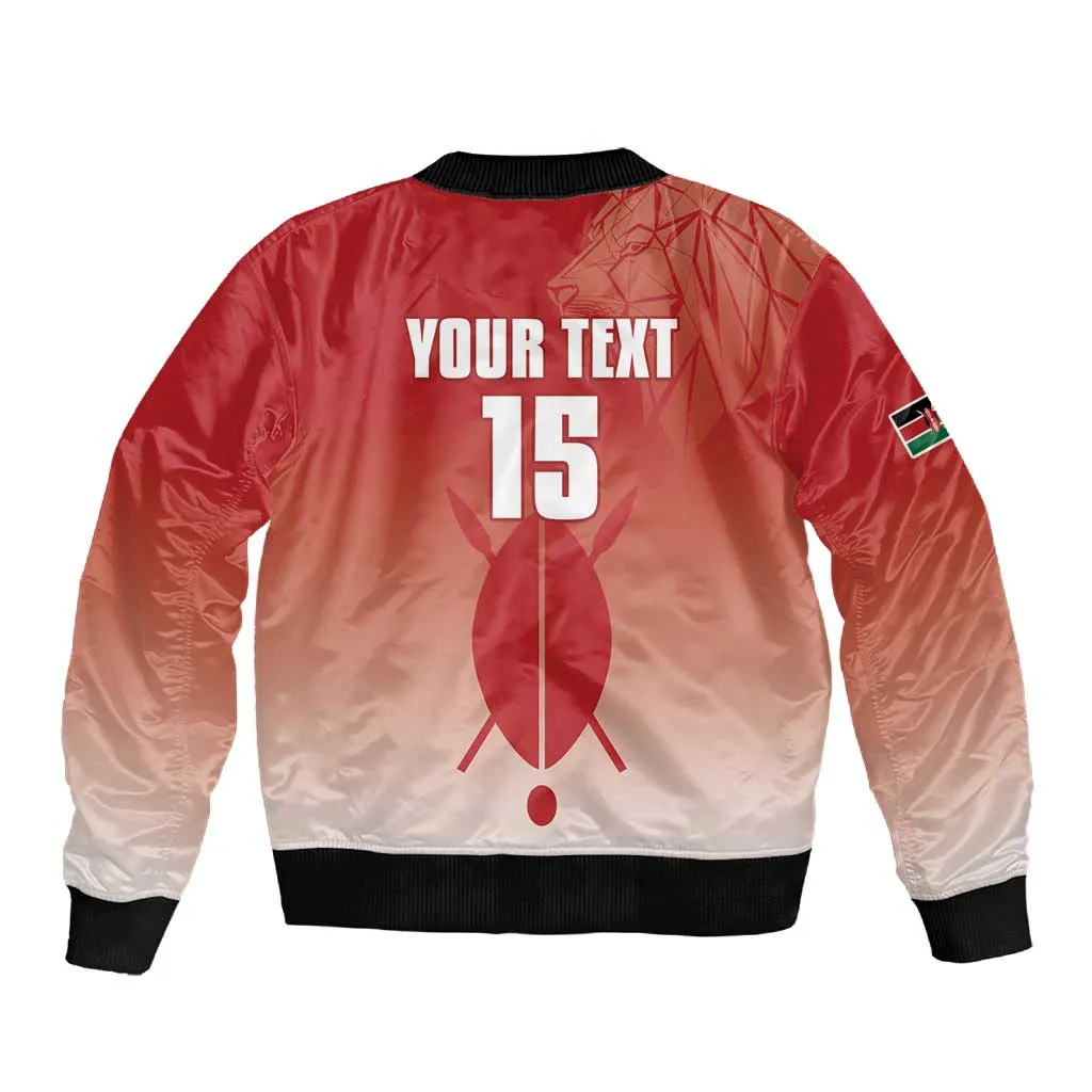 Kenya Football Custom Sleeve Zip Bomber Jacket Go Harambee Stars Go LT15