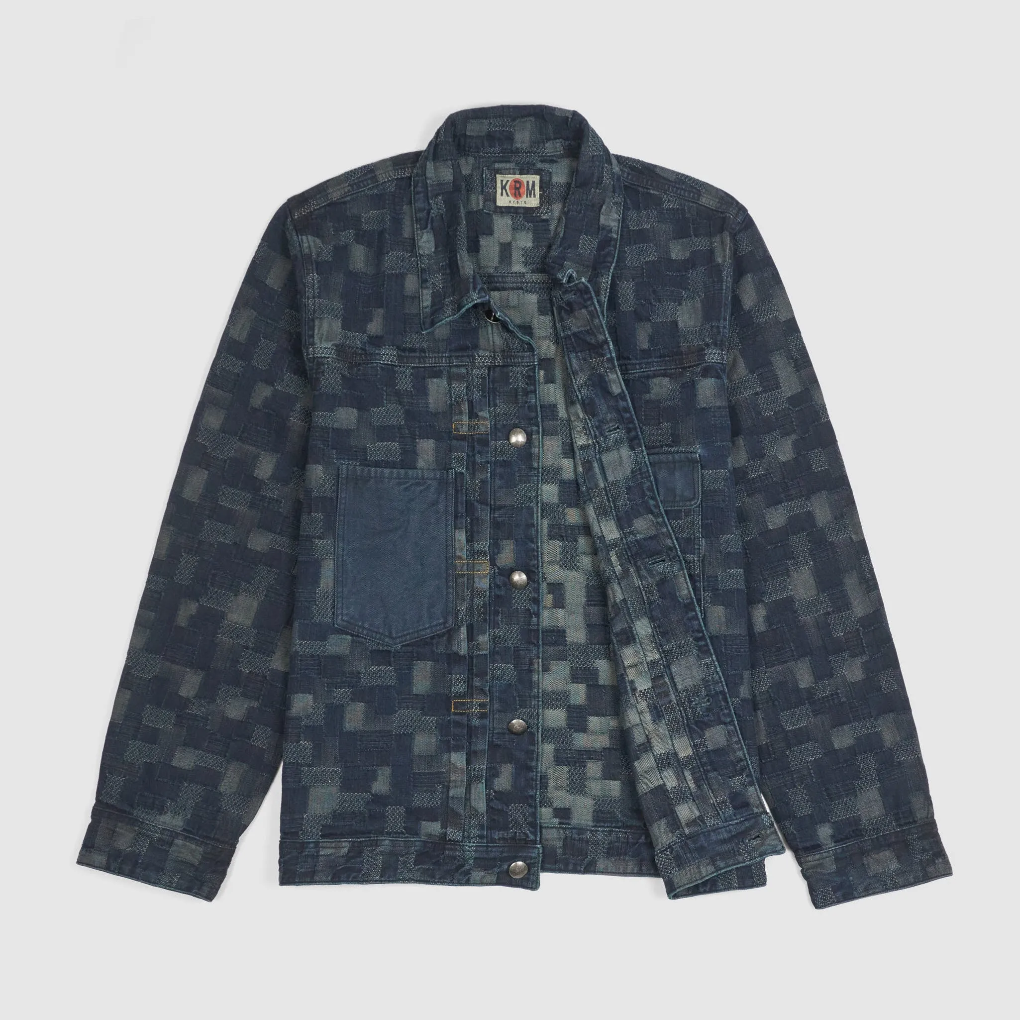 Koromo Jacquard Plaid Lightweight Denim Jacket