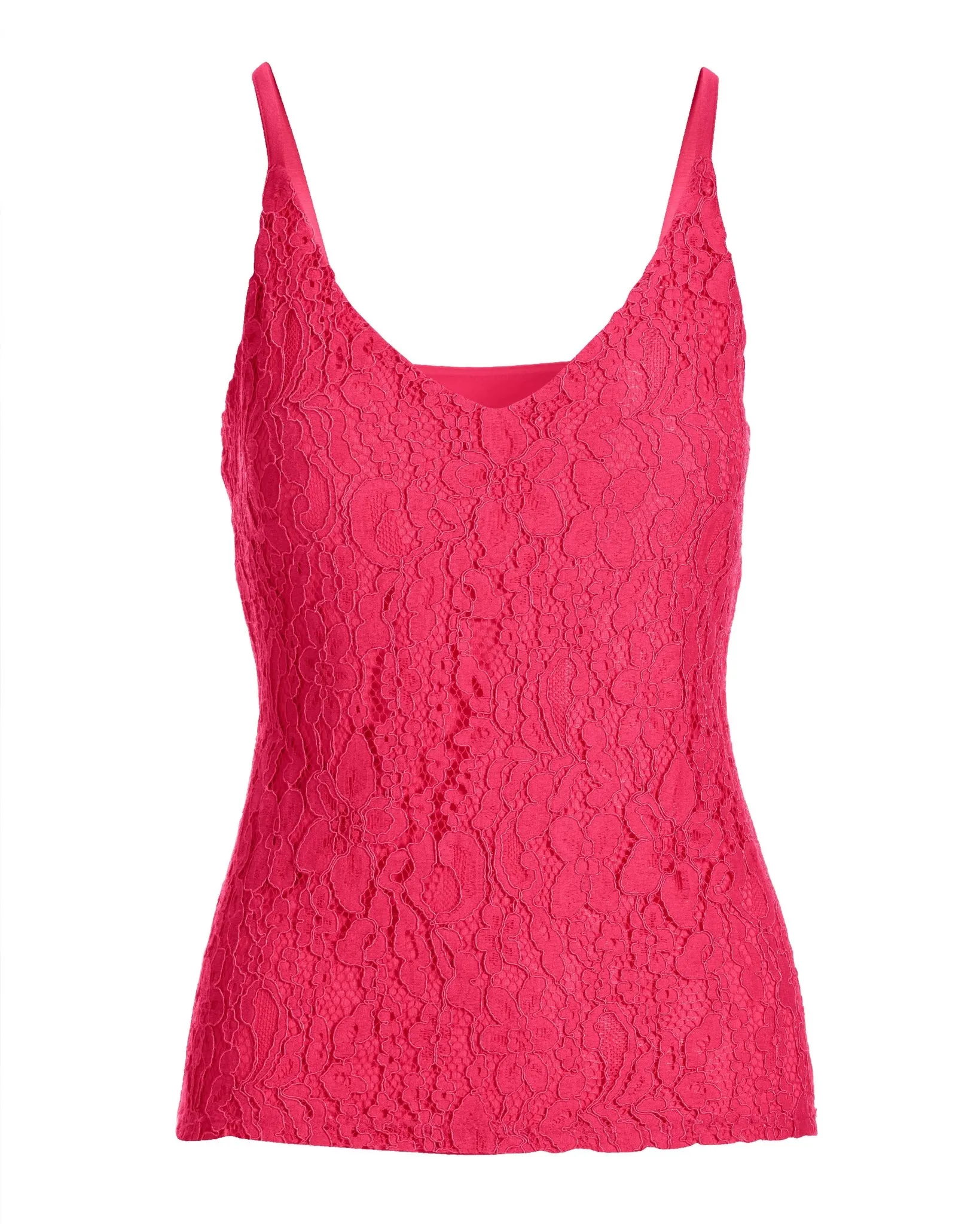 Lace Front V-Neck Cami Top Very Berry