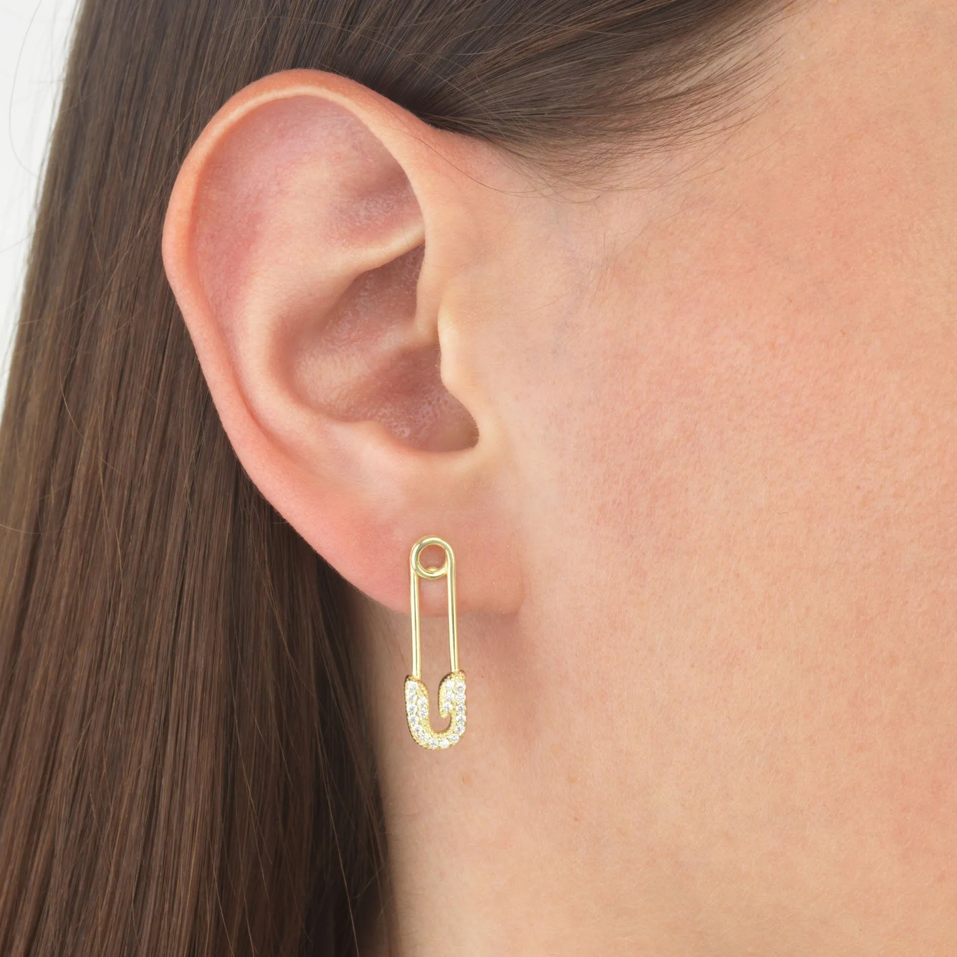 Large Safety Pin Stud Earring