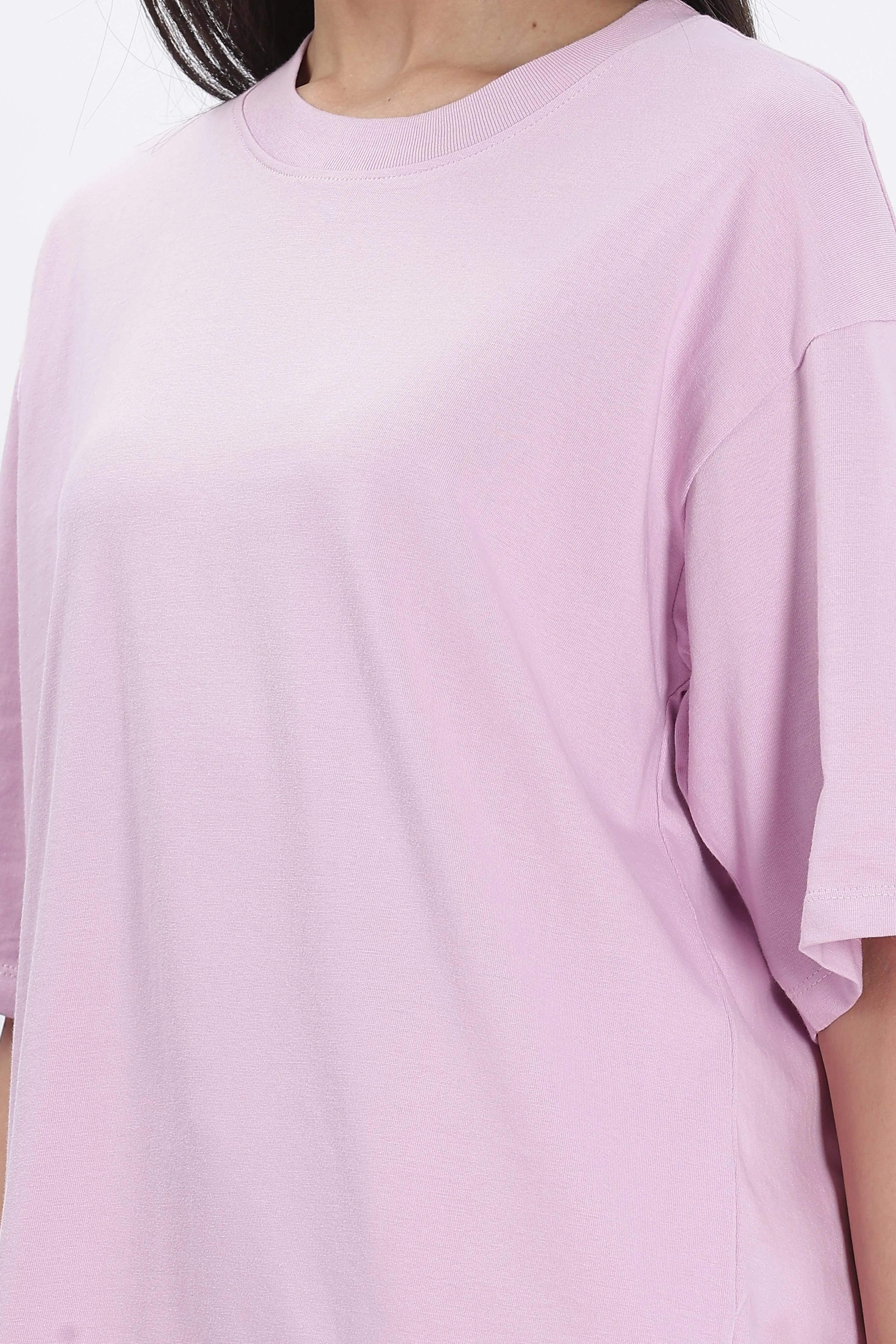 Lavender Oversized Solid T-shirt