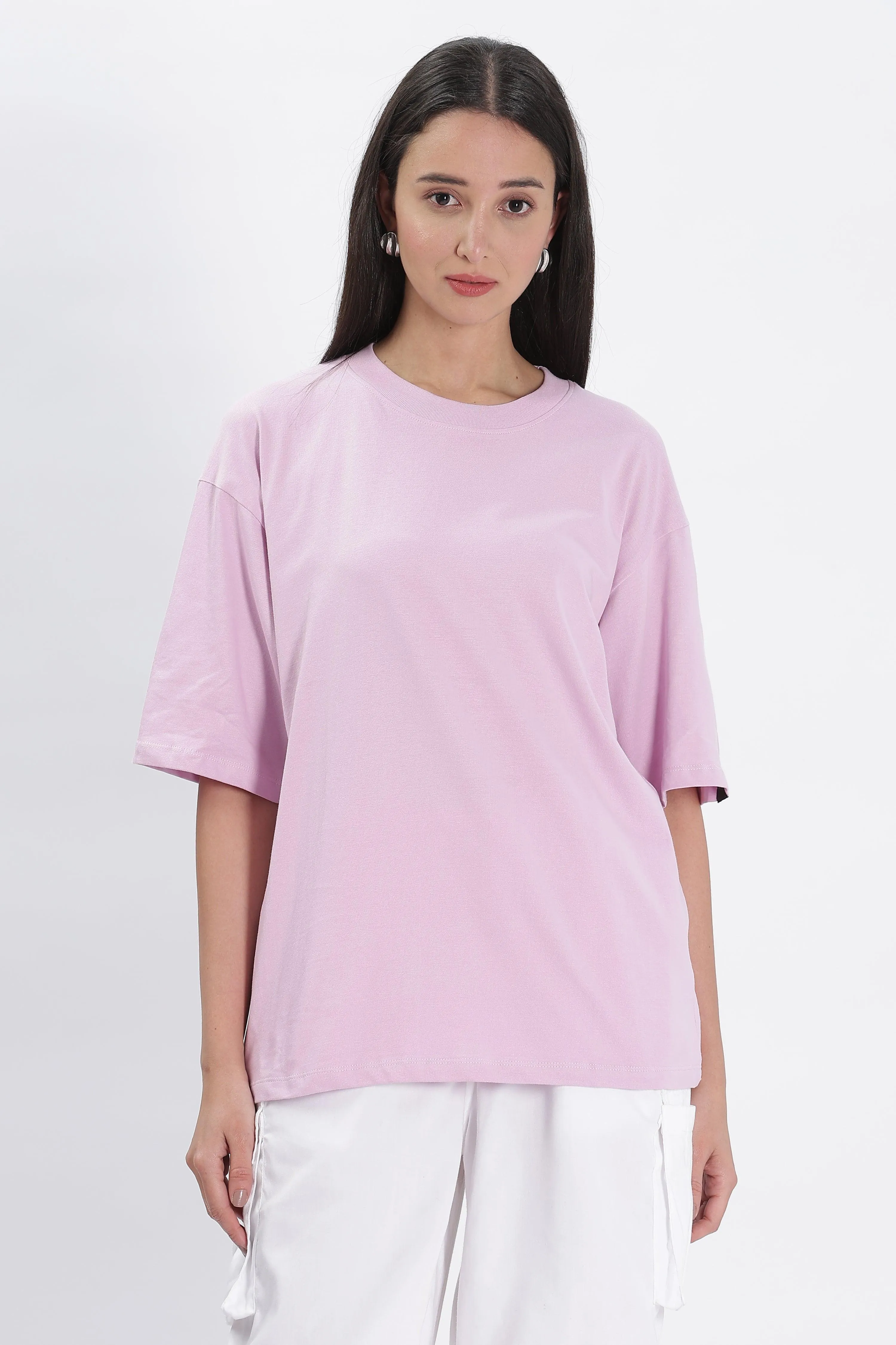 Lavender Oversized Solid T-shirt