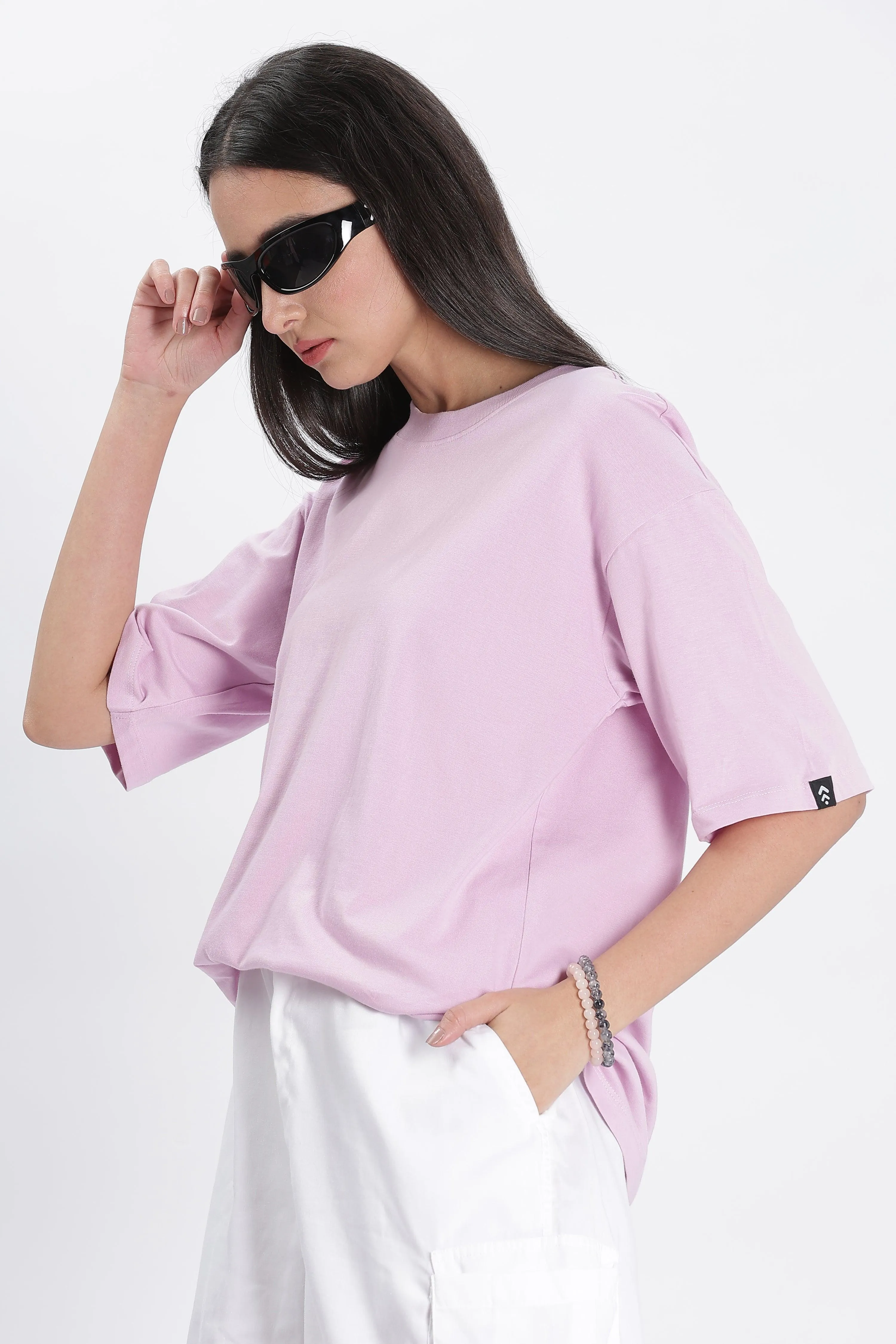Lavender Oversized Solid T-shirt