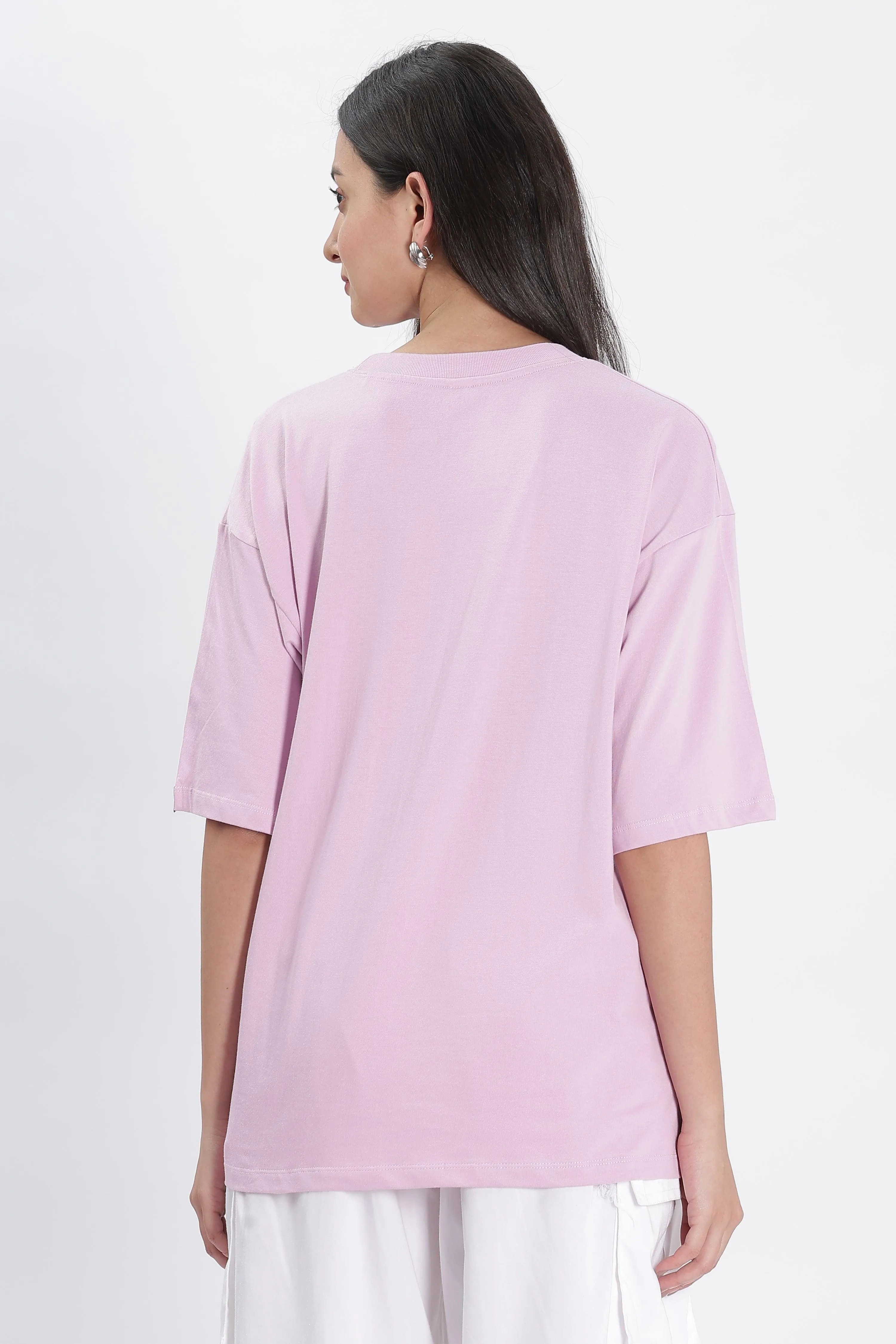 Lavender Oversized Solid T-shirt