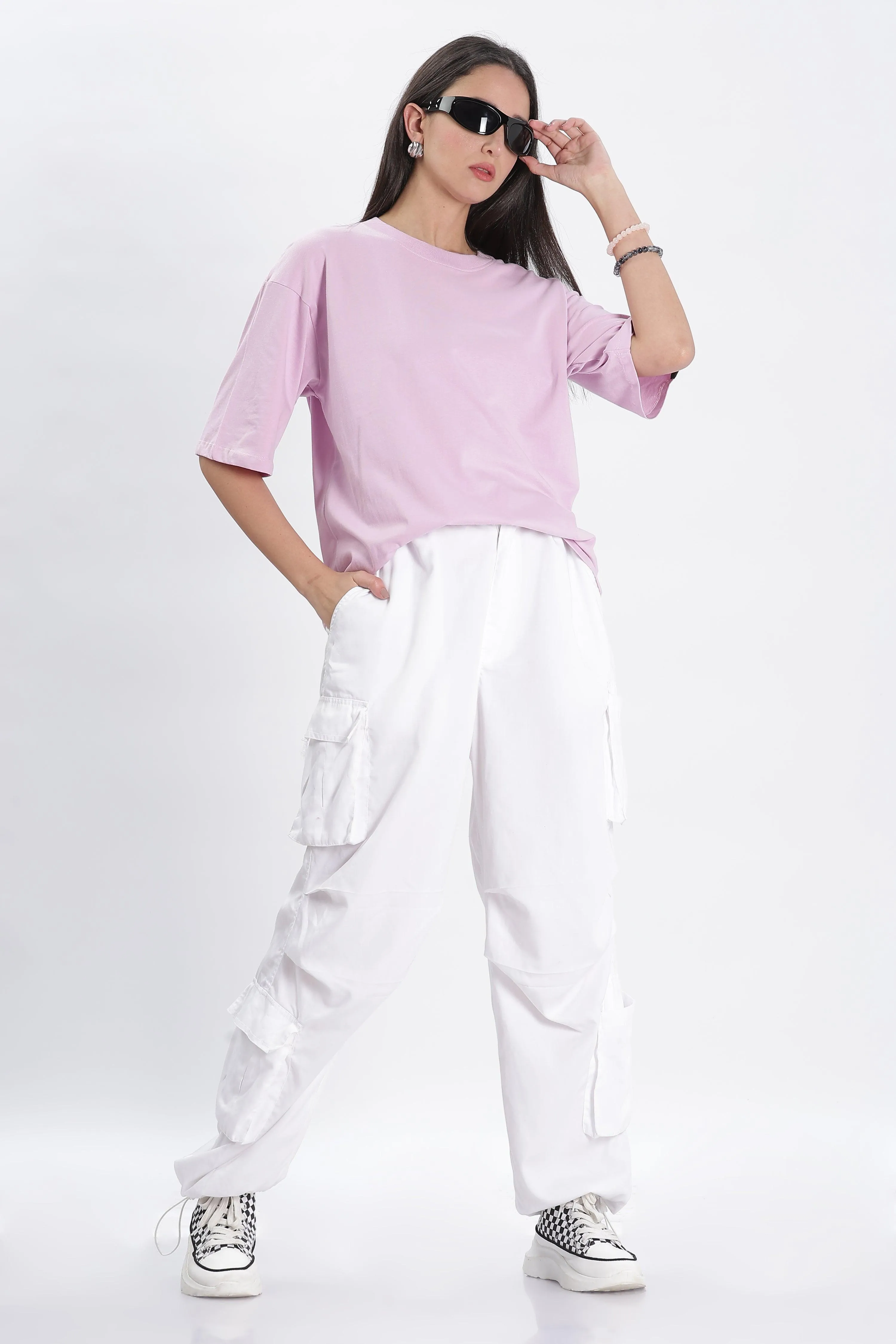 Lavender Oversized Solid T-shirt