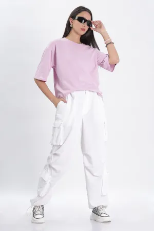 Lavender Oversized Solid T-shirt