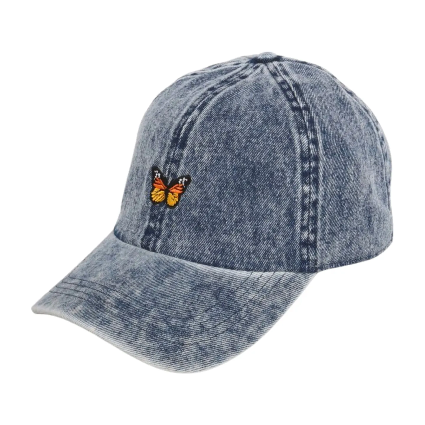 LCAP3470 - BUTTERFLY EMBROIDERED DENIM BASEBALL CAP