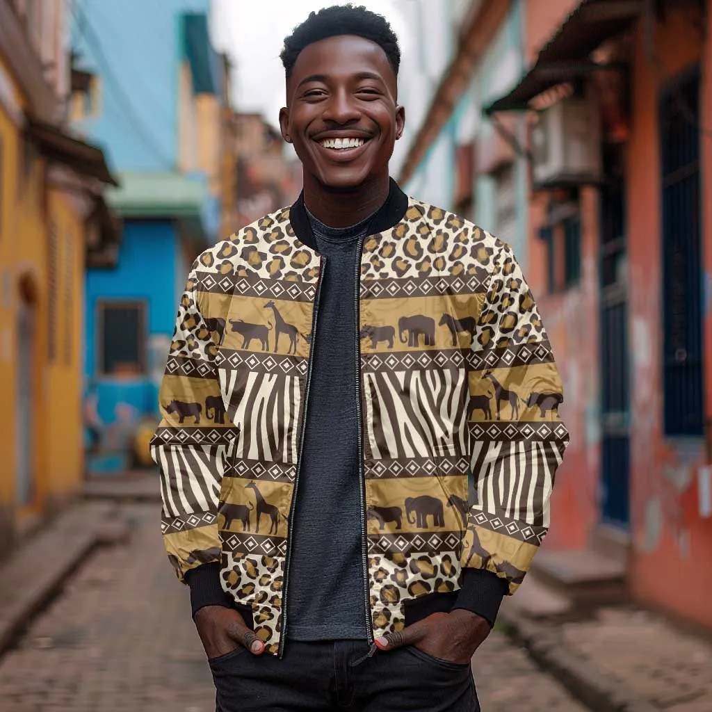 Leopards and Zebra Skins Bomber Jacket Mix African Pattern LT15