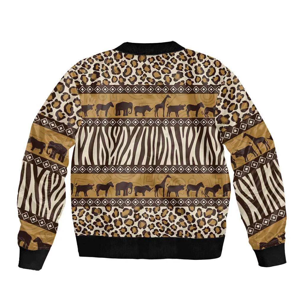 Leopards and Zebra Skins Bomber Jacket Mix African Pattern LT15