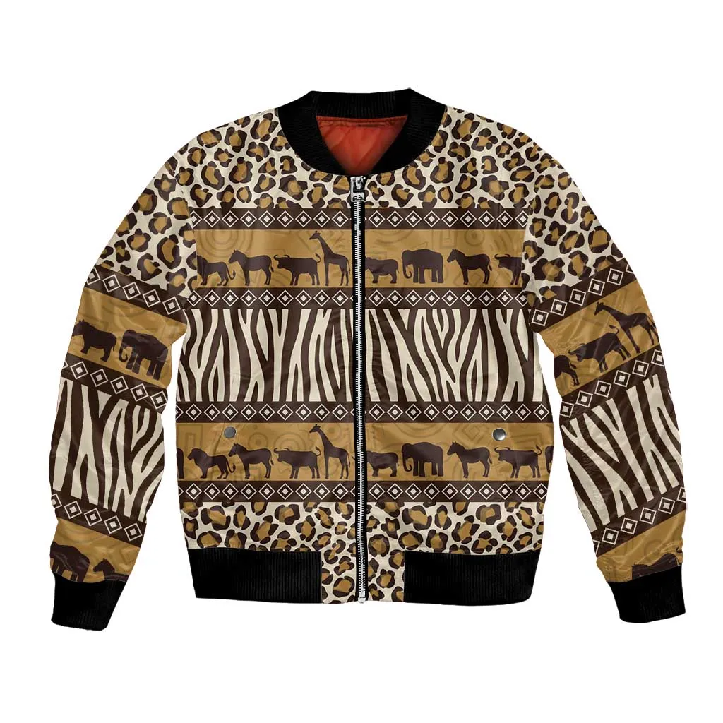 Leopards and Zebra Skins Bomber Jacket Mix African Pattern LT15
