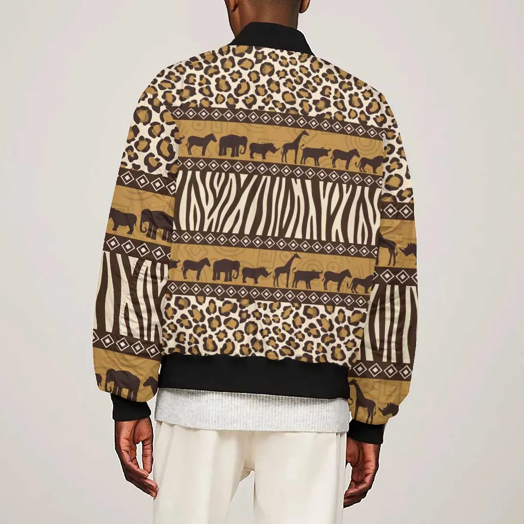Leopards and Zebra Skins Bomber Jacket Mix African Pattern LT15
