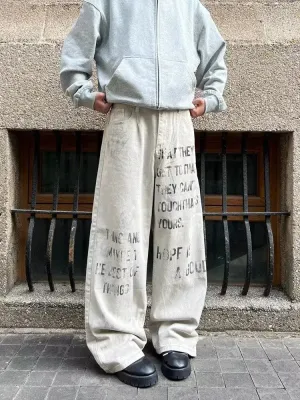 Letter Print Baggy Jeans