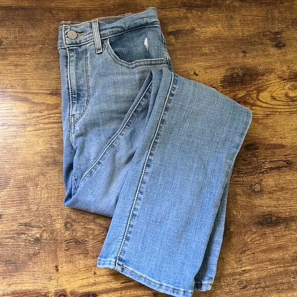 Levi Slate Reveal 724 High Rise Straight Distressed Jeans