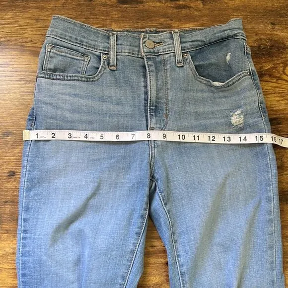 Levi Slate Reveal 724 High Rise Straight Distressed Jeans