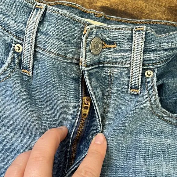 Levi Slate Reveal 724 High Rise Straight Distressed Jeans